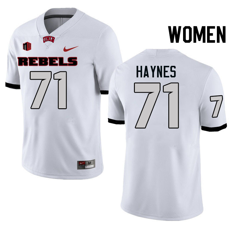 Women #71 Ed Haynes UNLV Rebels College Football Jerseys Stitched-White